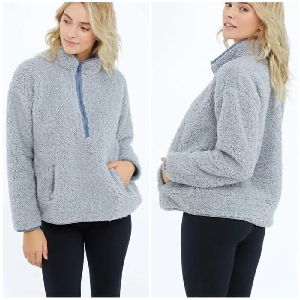 SUMMERSALT  Grey The Cozy High Pile Eco Fleece Half-Zip-2XL